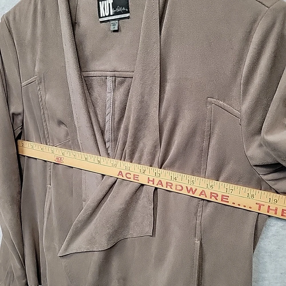 Kut From the Kloth Tayanita Vegan Faux Suede Open Front Jacket Taupe Women's M